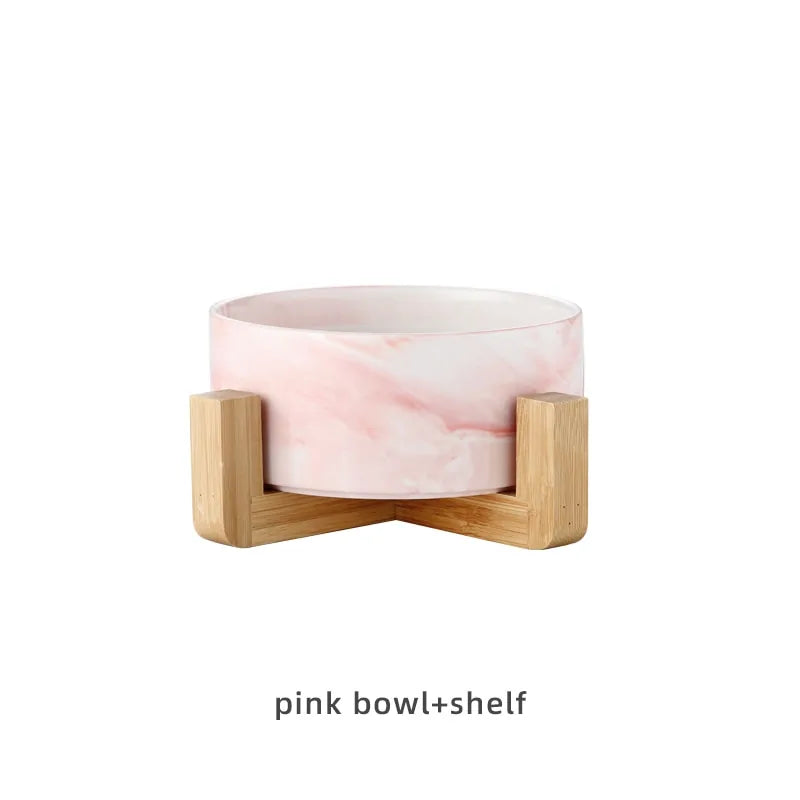 Marbling Ceramic Double Bowl For Pet